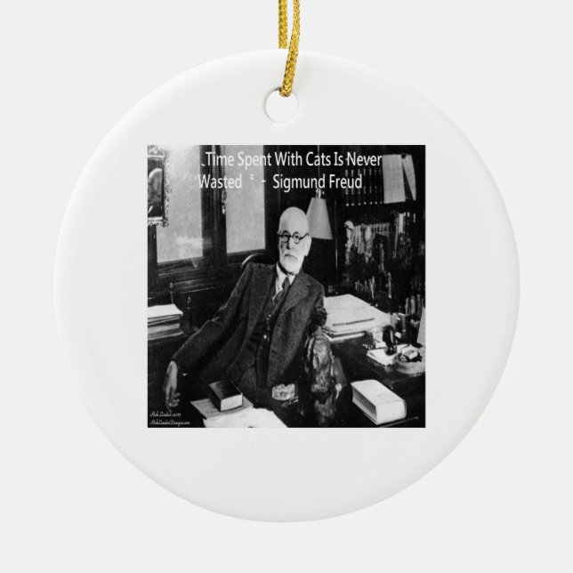 Sigmund Freud in seinem Büro und funny Cat Quote Keramikornament (Vorne)