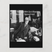 Sigmund Freud in seinem Büro und funny Cat Quote