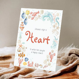 Sign a Heart | Coastal Ocean Beach Bridal Shower Sockelschild