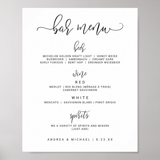 Sign - Bounce Calligraphie (schwarz) - Hochzeitmen Poster (Vorne)