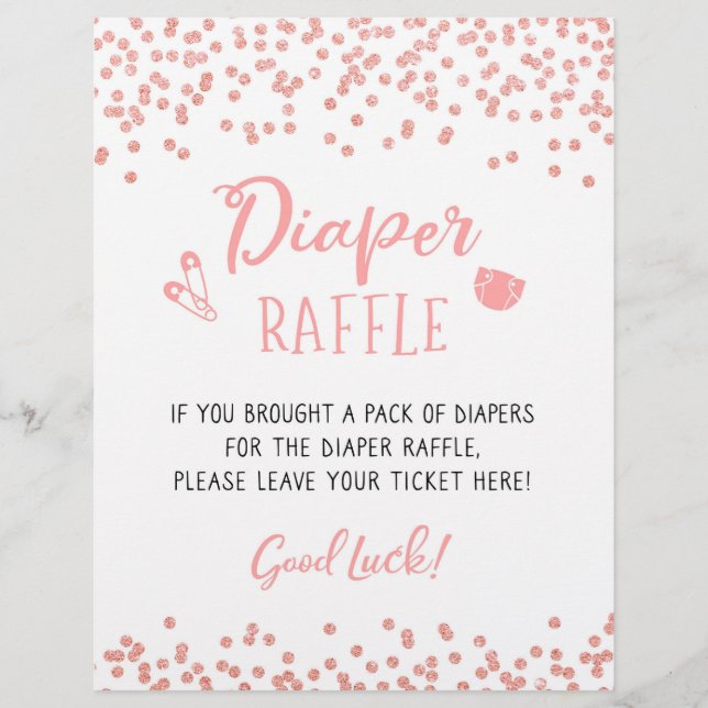 SIGN Diaper Raffle Baby Dusche Party Game (Vorderseite)