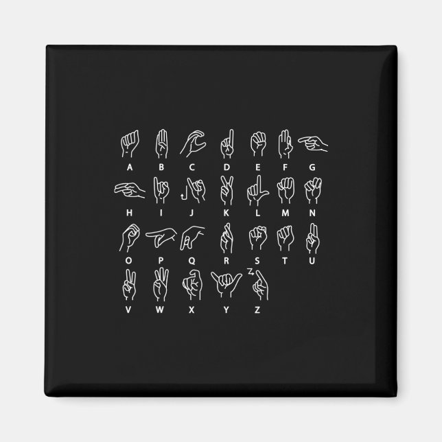 Sign Language Alphabet Deaf Mute Asl Deaf Awarenes Magnet (Vorne)
