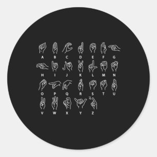 Sign Language Alphabet Deaf Mute ASL Deaf Awarenes Runder Aufkleber