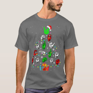 Sign Language Christmas Tree Frohe Weihnachtsgesch T-Shirt