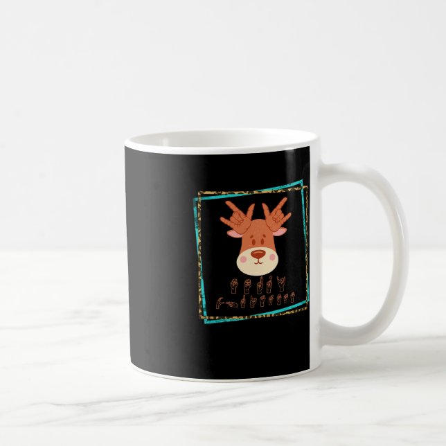 Sign Language Deaf Christmas Rentier Deaf ASL awa Kaffeetasse (Rechts)