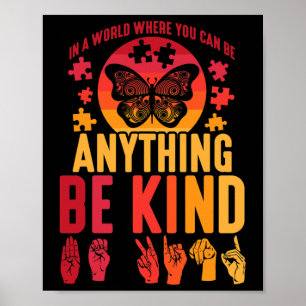 Sign Language Puzzle Deaf Butterfly Poster