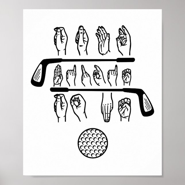 Sign Language Talk Birdie To Me Funny Golf Golfer Poster (Vorne)