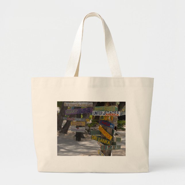 Sign Post Rum Point Grand Cayman Jumbo Stoffbeutel (Vorne)