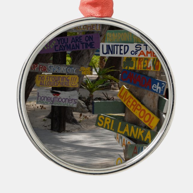Sign Post Rum Point Grand Cayman Ornament Aus Metall (Vorne)
