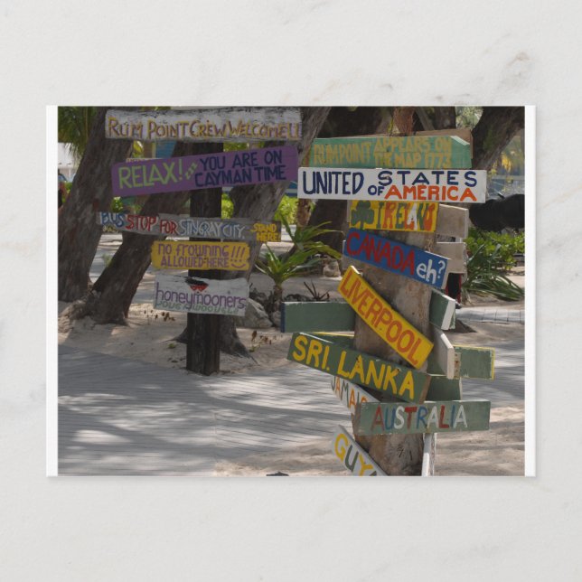 Sign Post Rum Point Grand Cayman Postkarte (Vorderseite)