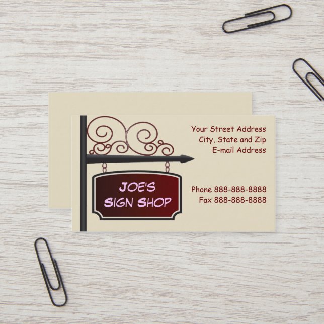 Sign Shop Real Anwesen Agent Business Card Visitenkarte (Vorderseite/Rückseite Beispiel)