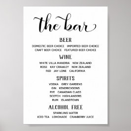 Sign up Schriftart Calligraphy Classic Bar Menu Poster