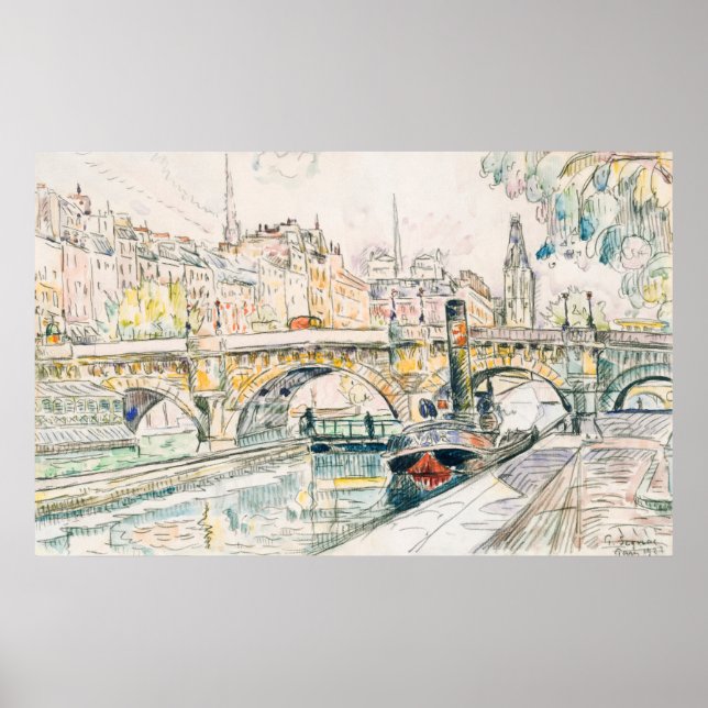 Signac's Tugboat in Pont Neuf, Paris Poster (Vorne)