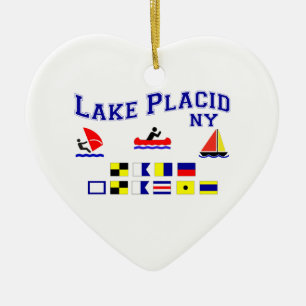 Signal-Flaggen des Lake Placid-NY Keramikornament