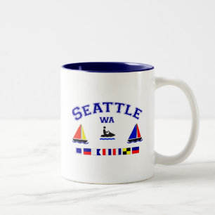 Signal-Flaggen Seattles WA Zweifarbige Tasse