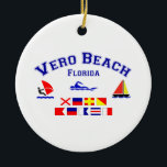 Signal-Flaggen Vero Beach FL Keramik Ornament<br><div class="desc">Entwurf dieses ursprünglichen Vero Beach,  Florida (buchstabiert heraus in den Seeflaggen) ist eine vieler Gewohnheit USA-Kreationen durch Worldshop.</div>