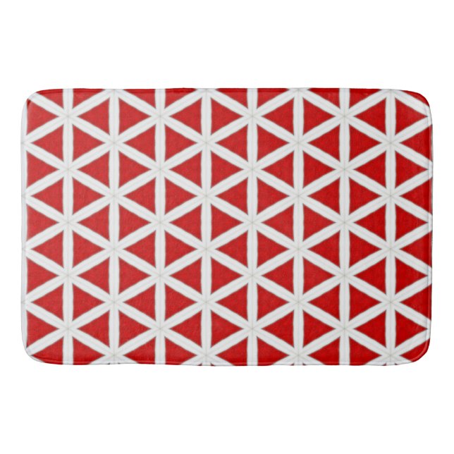 Signal Flux – Red & White Modern Design Badematte (Vorderseite)