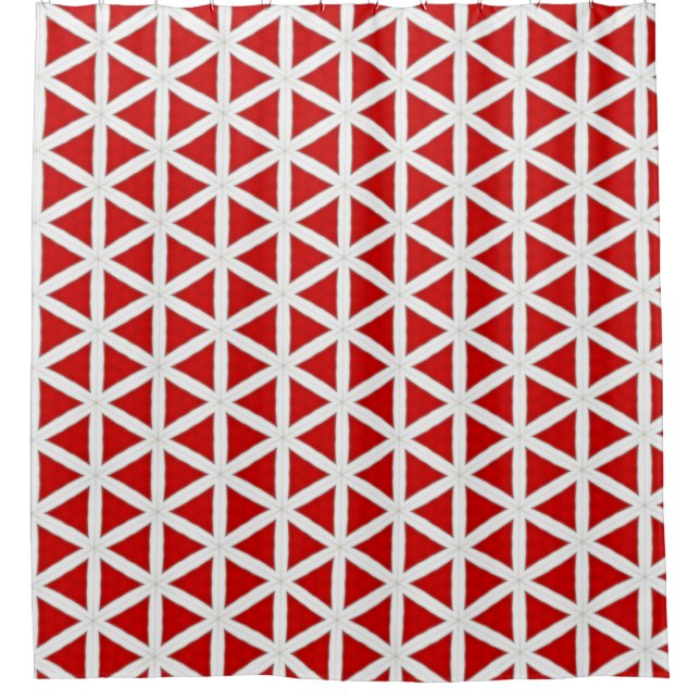 Signal Flux – Rot & Weiß Modernes Design Duschvorhang (Vorderseite)