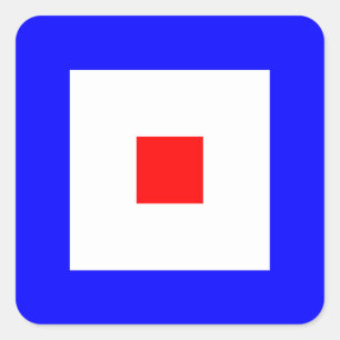 Signalbuchstabe W (Whiskey) der nautischen Flagge Quadratischer Aufkleber