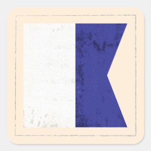Signalflagge "A" für den optischen Buchstaben Quadratischer Aufkleber