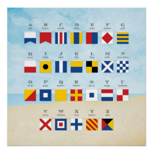 Signalflagge Alphabet und Strand Poster