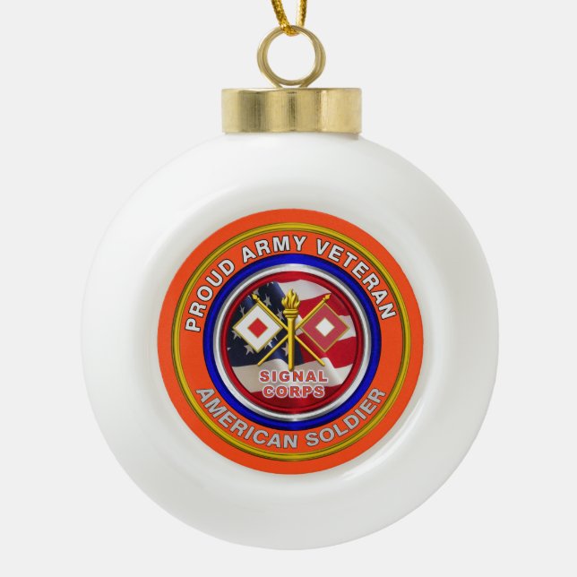 Signalkorps der Proud-Armee Veteran Keramik Kugel-Ornament (Vorderseite)
