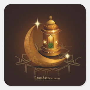 Signalleuchte< Ramadan kareem > Quadratischer Aufkleber