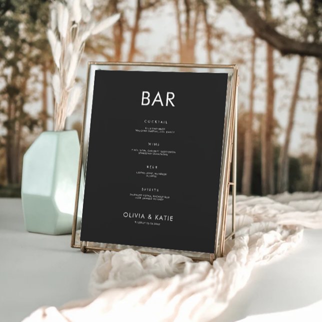 Signaltonvorlage für das Black Wedding Bar Menu Poster (Black Wedding Bar Menu Sign Template)