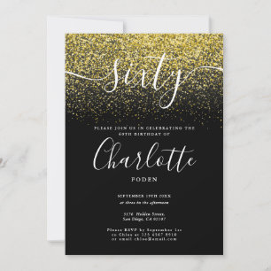 Signatur 60. Geburtstag Gold Glitter Konfetti Einladung