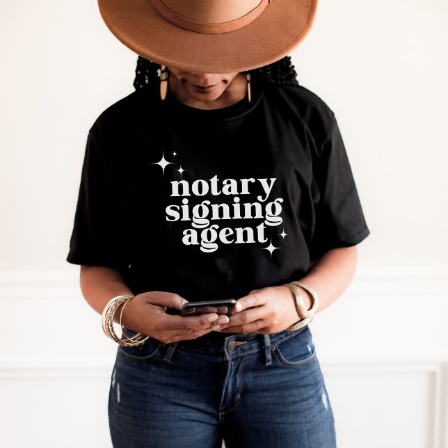 Signatur Agent Retro Sparkle Star Notary Black T-Shirt (Von Creator hochgeladen)
