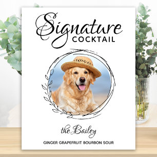 Signatur-Cocktail Foto Hund Bar Haustier Hochzeit Poster