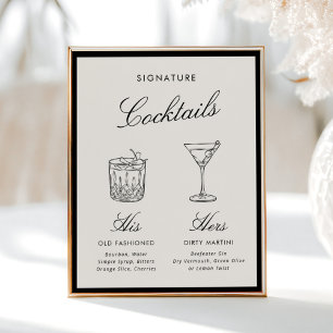 Signatur-Cocktails Klassische Kalligrafie Altes Ge Poster