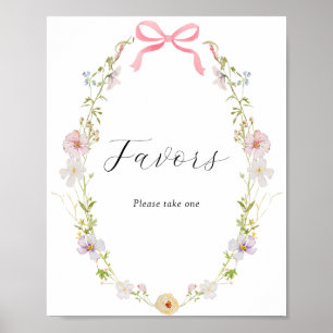 Signatur der rosafarbenen Wildblume Poster