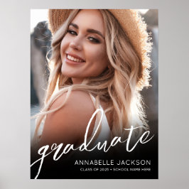 Signatur der Schwarz-weißen Simple Foto Graduation Poster