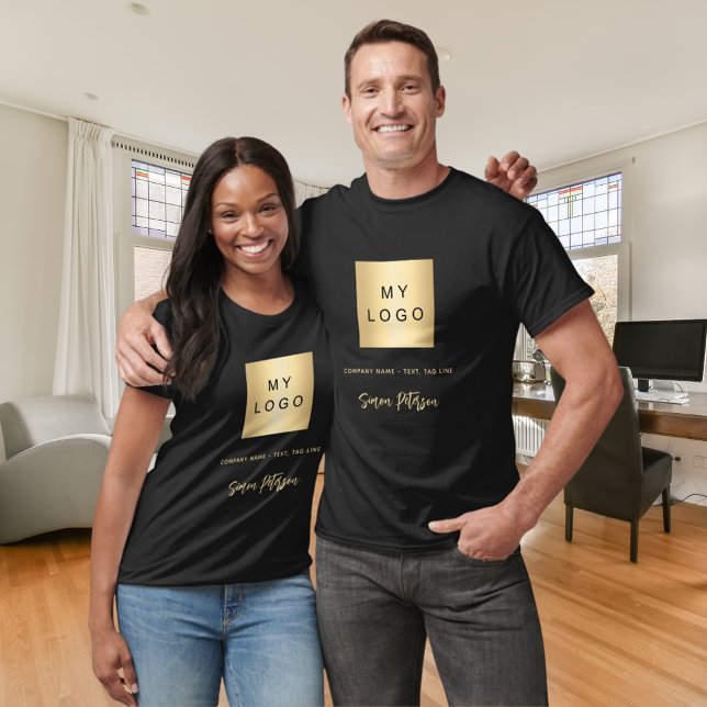 Signatur des lokalen Firmenlogos mit schwarzer Unt T-Shirt (Von Creator hochgeladen)