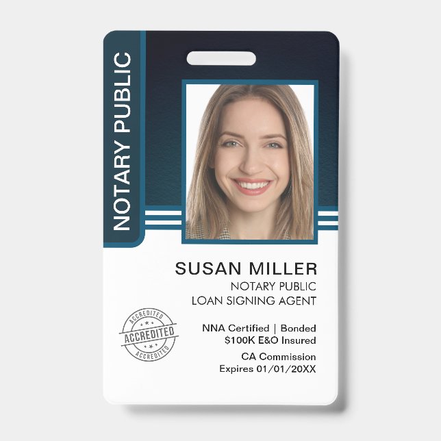 Signatur des öffentlichen Notars Agent-ID Ausweis (Vorderseite)