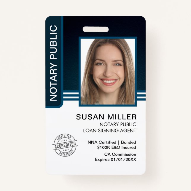 Signatur des öffentlichen Notars Agent-ID Ausweis (Vorderseite)