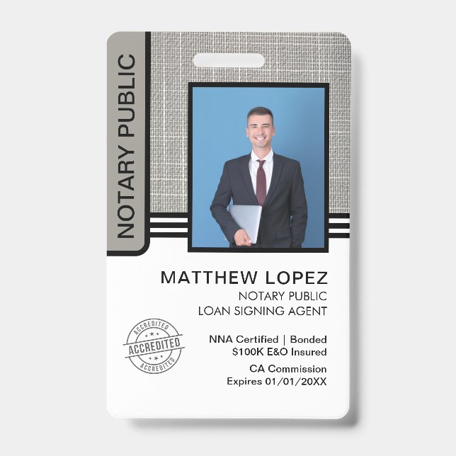 Signatur des öffentlichen Notars Agent-ID Ausweis (Vorderseite)