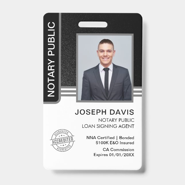 Signatur des öffentlichen Notars Agent-ID Ausweis (Vorderseite)