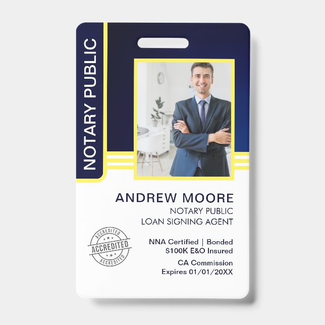 Signatur des öffentlichen Notars Agent-ID Ausweis (Vorderseite)