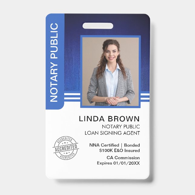 Signatur des öffentlichen Notars Agent-ID Ausweis (Vorderseite)