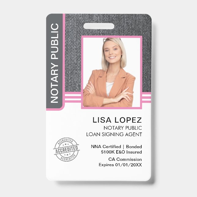 Signatur des öffentlichen Notars Agent-ID Ausweis (Vorderseite)