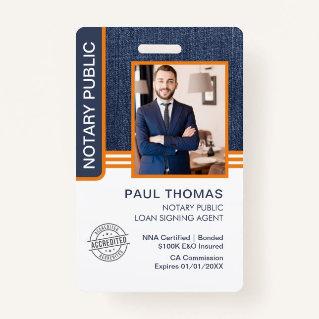 Signatur des öffentlichen Notars Agent-ID Ausweis (Vorderseite)