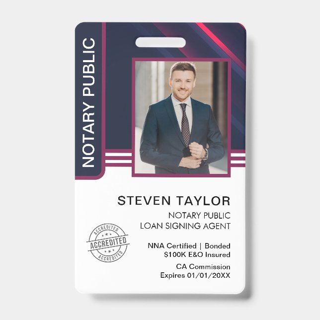 Signatur des öffentlichen Notars Agent-ID Ausweis (Front)