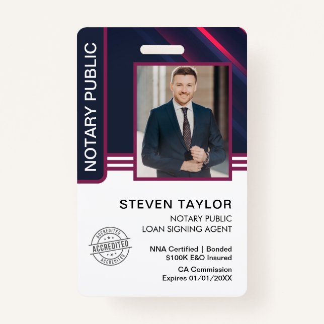 Signatur des öffentlichen Notars Agent-ID Ausweis (Vorderseite)