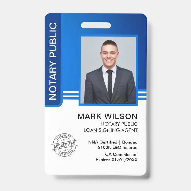 Signatur des öffentlichen Notars Agent-ID Ausweis (Vorderseite)