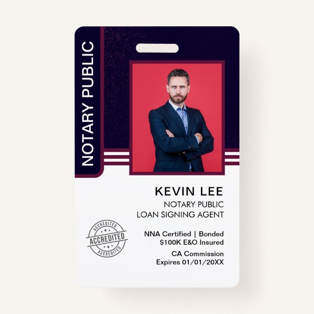 Signatur des öffentlichen Notars Agent-ID Ausweis (Vorderseite)