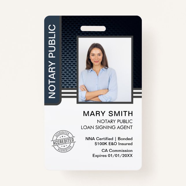 Signatur des öffentlichen Notars Agent-ID Ausweis (Vorderseite)