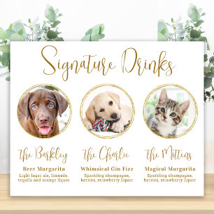 Signatur-Drinks Elegant Gold 3 Foto Haustier-Hochz Poster