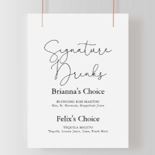 Signatur-Drinks Elegante einfache Kalligrafie-Schr Poster
